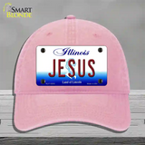 Jesus Illinois Novelty License Plate Hat Unconstructed Cotton / Pink