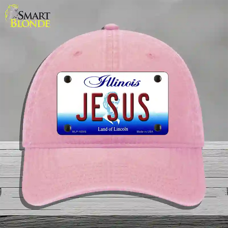 Jesus Illinois Novelty License Plate Hat Unconstructed Cotton / Pink