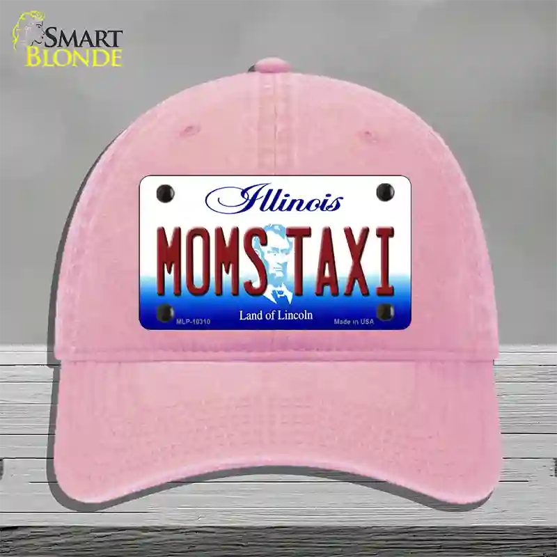 Moms Taxi Illinois Novelty License Plate Hat Unconstructed Cotton / Pink