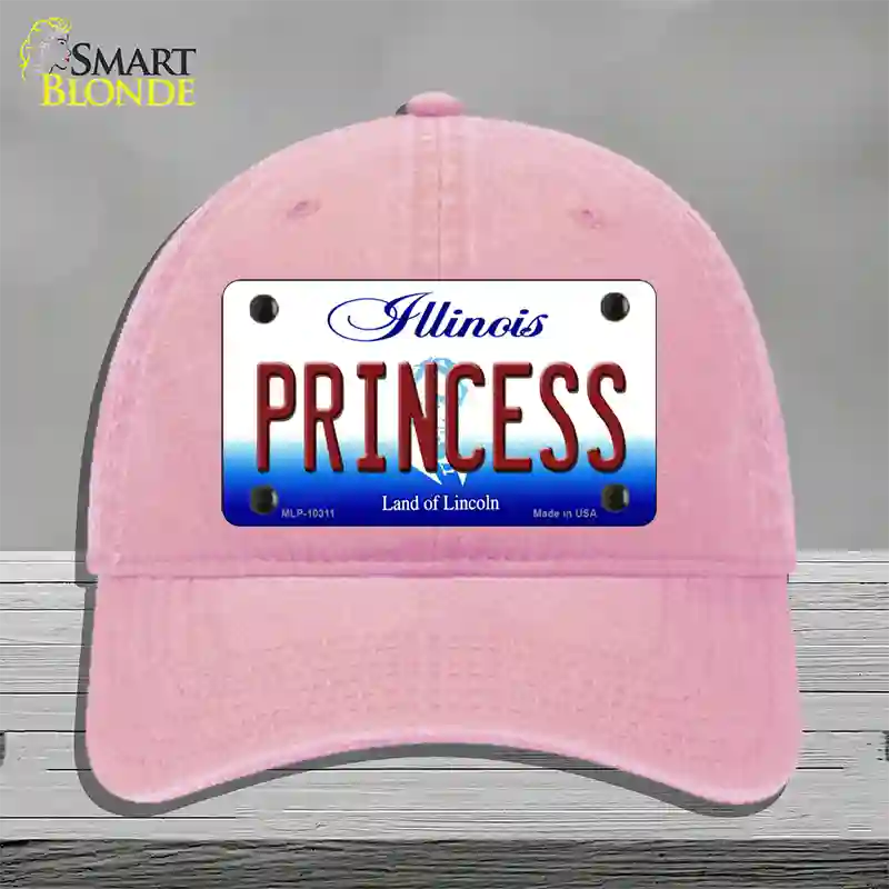 Princess Illinois Novelty License Plate Hat Unconstructed Cotton / Pink