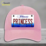 Princess Illinois Novelty License Plate Hat Unconstructed Cotton / Pink