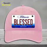 Blessed Illinois Novelty License Plate Hat Unconstructed Cotton / Pink