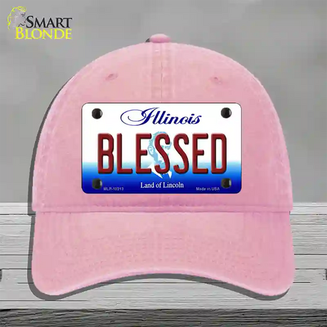 Blessed Illinois Novelty License Plate Hat Unconstructed Cotton / Pink