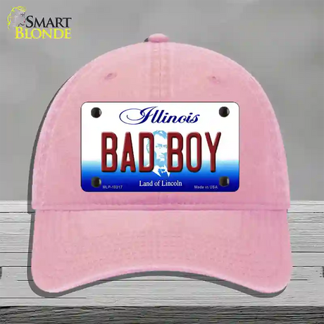 Bad Boy Illinois Novelty License Plate Hat Unconstructed Cotton / Pink