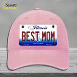 Best Mom Illinois Novelty License Plate Hat Unconstructed Cotton / Pink