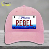 Rebel Illinois Novelty License Plate Hat Unconstructed Cotton / Pink