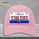 Scuba Diver Illinois Novelty License Plate Hat Unconstructed Cotton / Pink