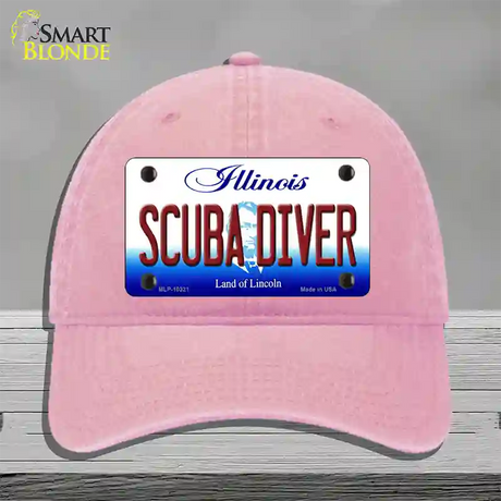 Scuba Diver Illinois Novelty License Plate Hat Unconstructed Cotton / Pink