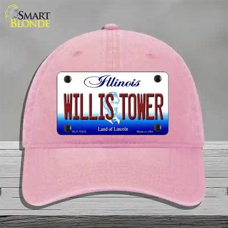 Willis Tower Illinois Novelty License Plate Hat Unconstructed Cotton / Pink