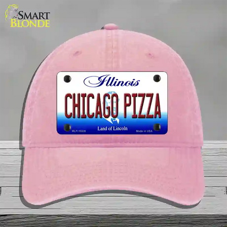 Chicago Pizza Illinois Novelty License Plate Hat Unconstructed Cotton / Pink