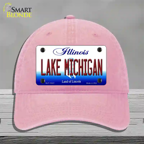 Lake Michigan Illinois Novelty License Plate Hat Unconstructed Cotton / Pink