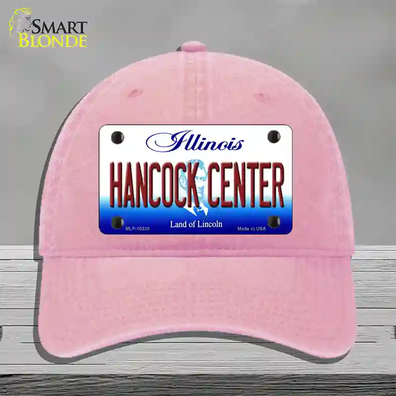 Hancock Center Illinois Novelty License Plate Hat Unconstructed Cotton / Pink