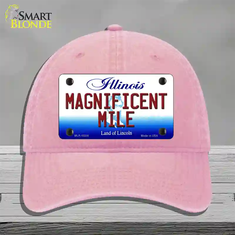 Magnificent Mile Illinois Novelty License Plate Hat Unconstructed Cotton / Pink