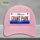 Grant Park Illinois Novelty License Plate Hat Unconstructed Cotton / Pink