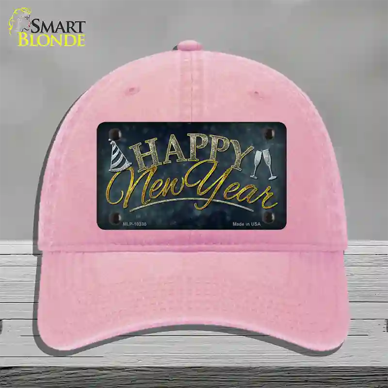 Happy New Year Novelty License Plate Hat Unconstructed Cotton / Pink