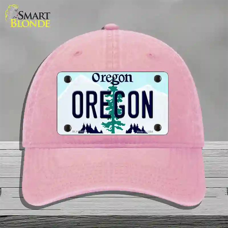 Oregon Tree Novelty License Plate Hat Unconstructed Cotton / Pink