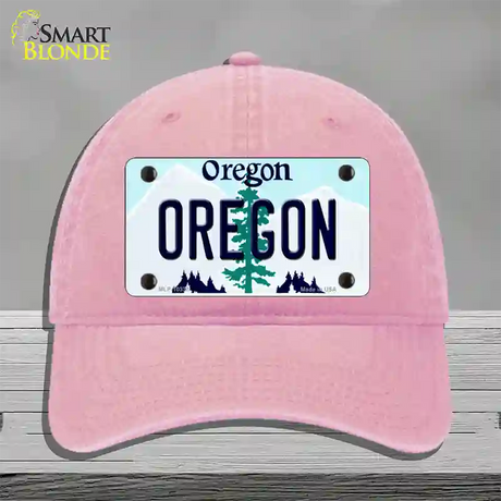 Oregon Tree Novelty License Plate Hat Unconstructed Cotton / Pink