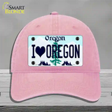 I Love Oregon Novelty License Plate Hat Unconstructed Cotton / Pink