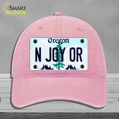 N Joy OR Oregon Novelty License Plate Hat Unconstructed Cotton / Pink