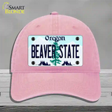 Beaver State Oregon Novelty License Plate Hat Unconstructed Cotton / Pink