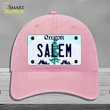 Salem Oregon Novelty License Plate Hat Unconstructed Cotton / Pink