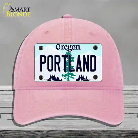 Portland Oregon Novelty License Plate Hat Unconstructed Cotton / Pink