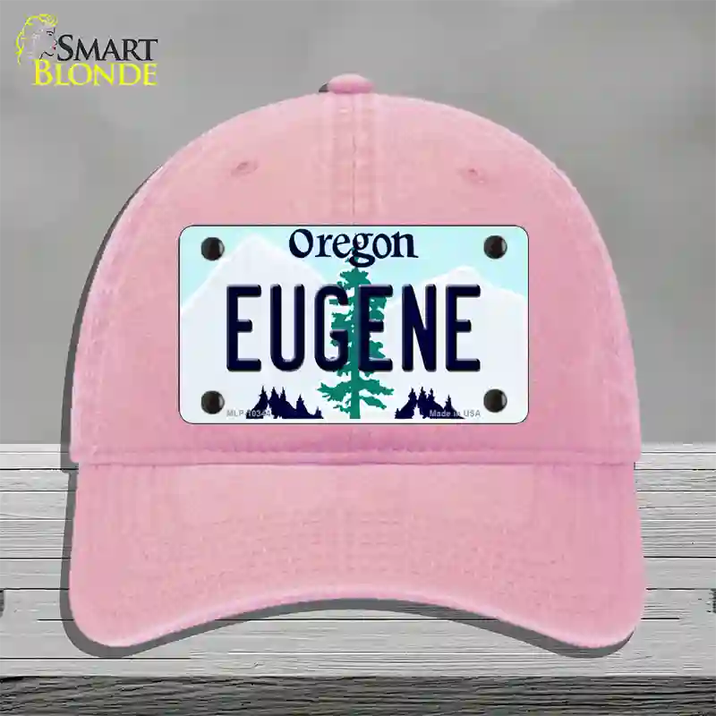 Eugene Oregon Novelty License Plate Hat Unconstructed Cotton / Pink