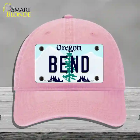 Bend Oregon Novelty License Plate Hat Unconstructed Cotton / Pink