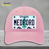 Medford Oregon Novelty License Plate Hat Unconstructed Cotton / Pink