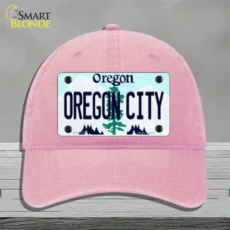 Oregon City Oregon Novelty License Plate Hat Unconstructed Cotton / Pink