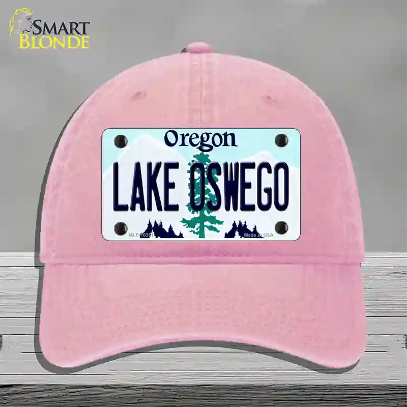 Lake Oswego Oregon Novelty License Plate Hat Unconstructed Cotton / Pink