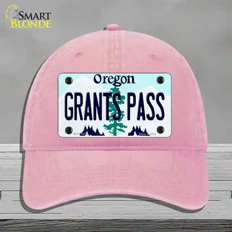 Grants Pass Oregon Novelty License Plate Hat Unconstructed Cotton / Pink