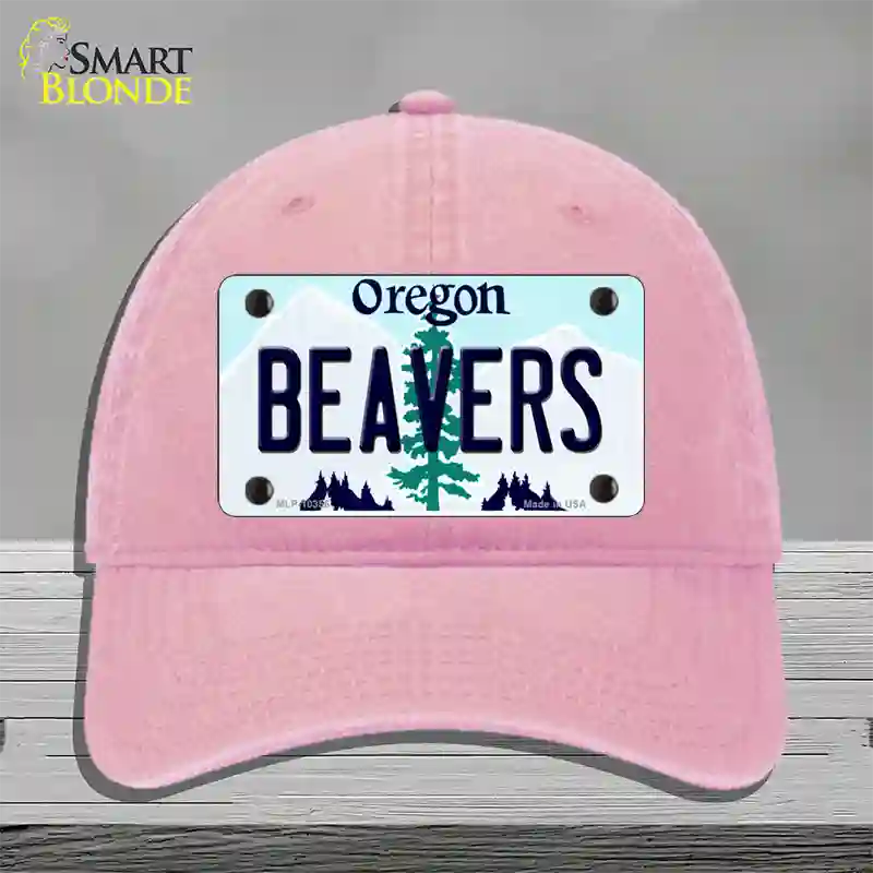 Beavers Oregon Novelty License Plate Hat Unconstructed Cotton / Pink