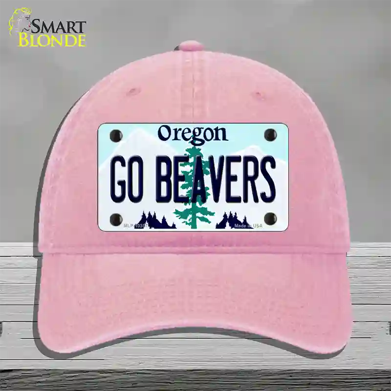 Go Beavers Oregon Novelty License Plate Hat Unconstructed Cotton / Pink