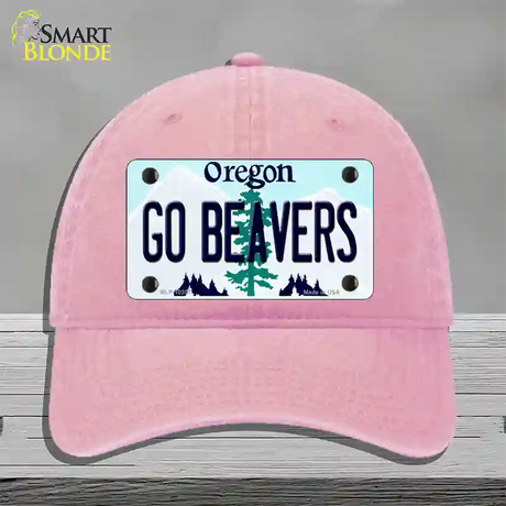 Go Beavers Oregon Novelty License Plate Hat Unconstructed Cotton / Pink