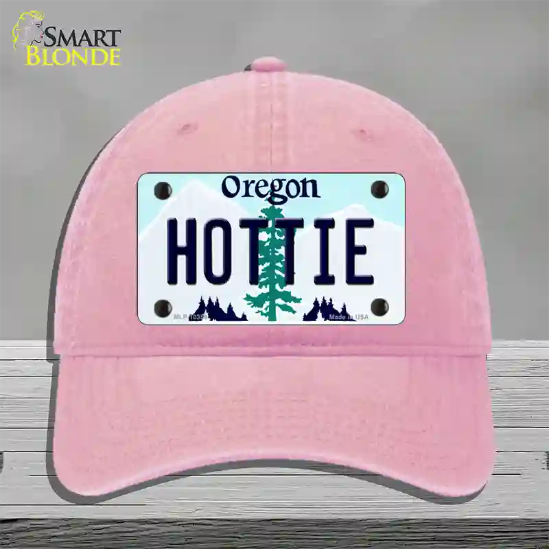 Hottie Oregon Novelty License Plate Hat Unconstructed Cotton / Pink