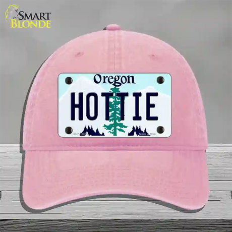 Hottie Oregon Novelty License Plate Hat Unconstructed Cotton / Pink