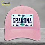 Grandma Oregon Novelty License Plate Hat Unconstructed Cotton / Pink