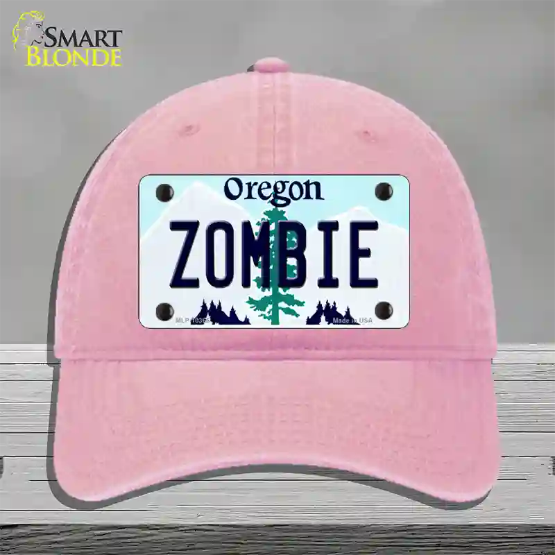 Zombie Oregon Novelty License Plate Hat Unconstructed Cotton / Pink