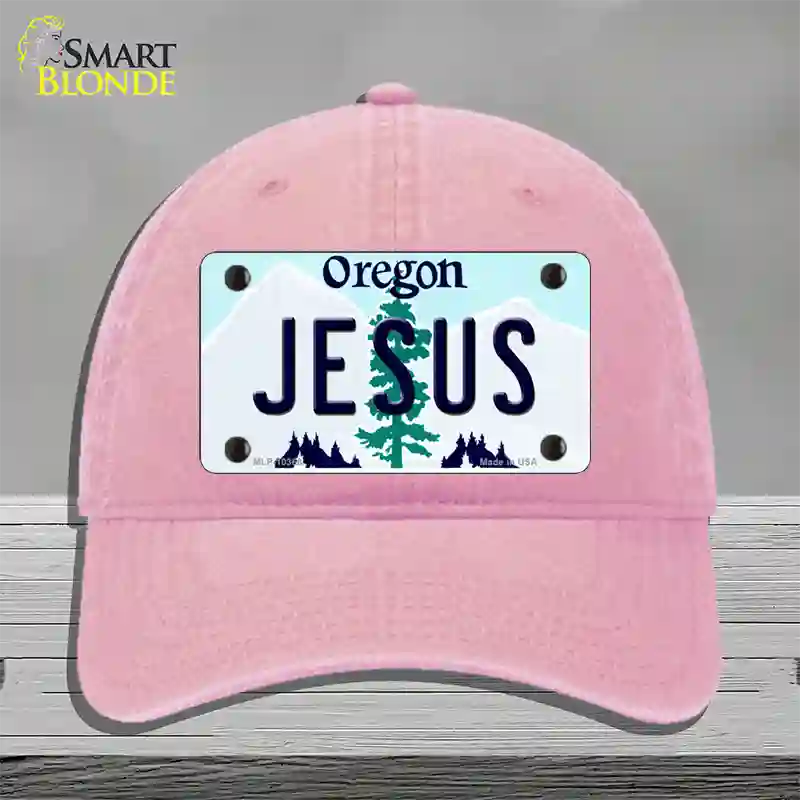 Jesus Oregon Novelty License Plate Hat Unconstructed Cotton / Pink