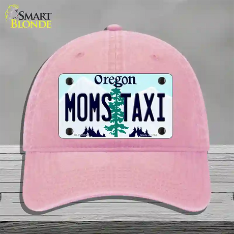 Moms Taxi Oregon Novelty License Plate Hat Unconstructed Cotton / Pink