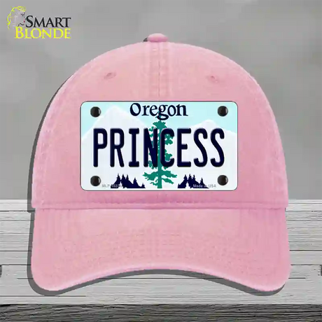 Princess Oregon Novelty License Plate Hat Unconstructed Cotton / Pink