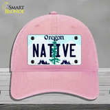 Native Oregon Novelty License Plate Hat Unconstructed Cotton / Pink