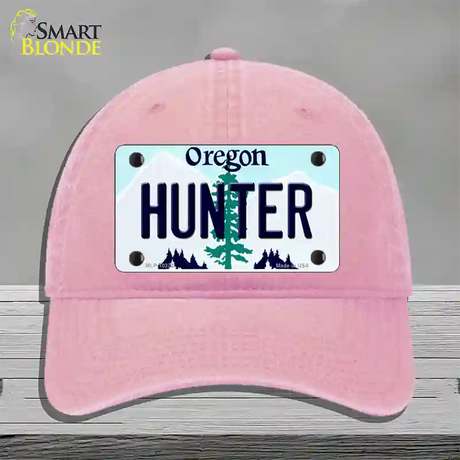 Hunter Oregon Novelty License Plate Hat Unconstructed Cotton / Pink