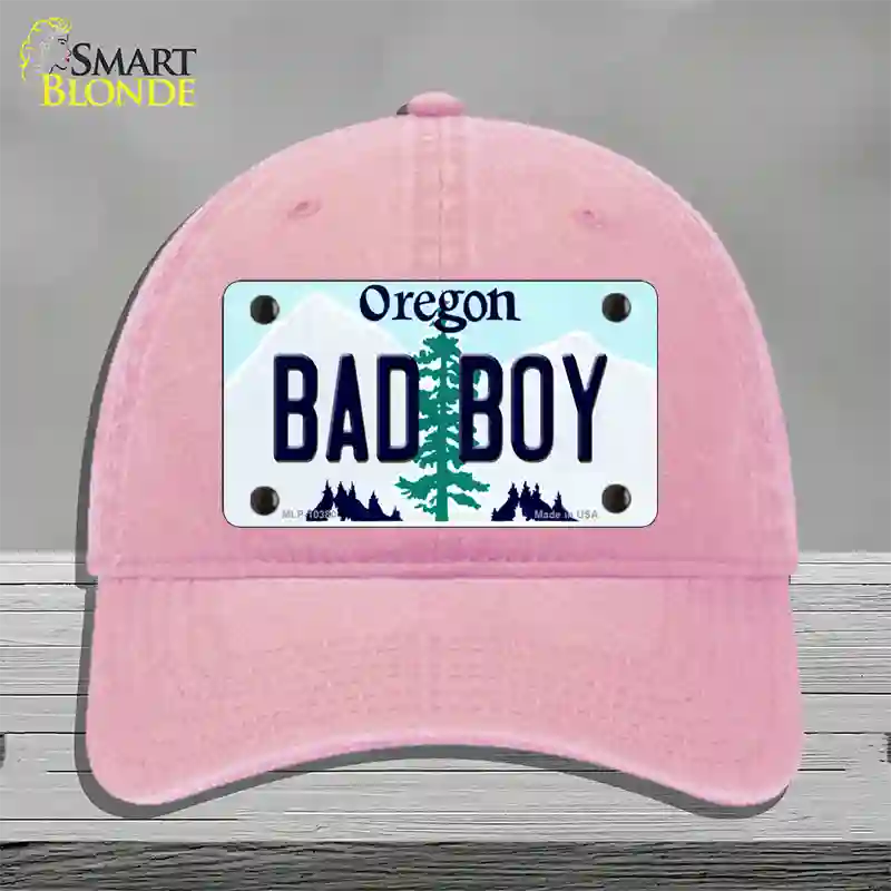 Bad Boy Oregon Novelty License Plate Hat Unconstructed Cotton / Pink