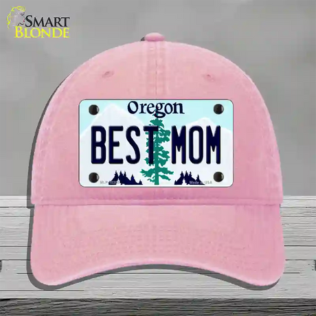 Best Mom Oregon Novelty License Plate Hat Unconstructed Cotton / Pink