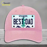 Best Dad Oregon Novelty License Plate Hat Unconstructed Cotton / Pink