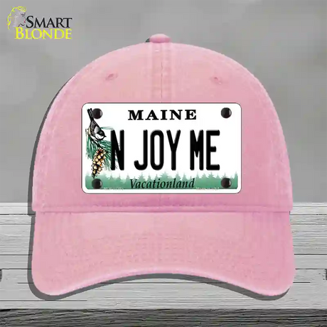 N Joy ME Maine Novelty License Plate Hat Unconstructed Cotton / Pink