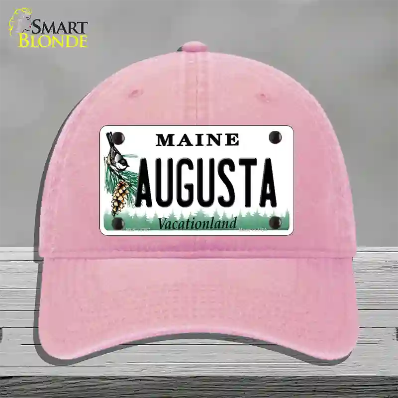 Augusta Maine Novelty License Plate Hat Unconstructed Cotton / Pink