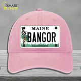 Bangor Maine Novelty License Plate Hat Unconstructed Cotton / Pink